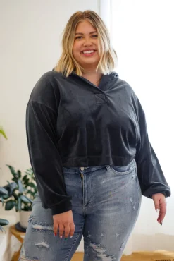 Velvet Icon Hoodie In Grey Blue