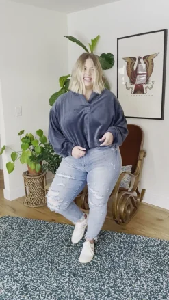 Velvet Icon Hoodie In Grey Blue