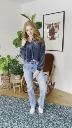 Velvet Icon Hoodie In Grey Blue