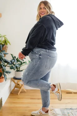 Velvet Icon Hoodie In Grey Blue