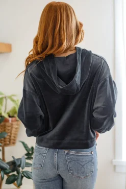 Velvet Icon Hoodie In Grey Blue