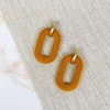 Velvet Linked Post Earrings - Mustard