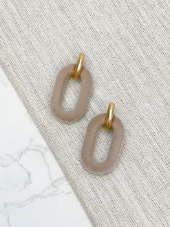 Velvet Linked Post Earrings - Gray