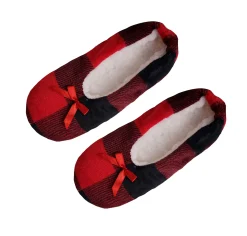 Velvety Fleece Slippers - Christmas Plaid