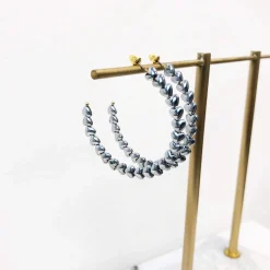 Vicki Scalloped Heart Hoops - Silver