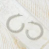 Vintage Brass Coil Hoop Earrings - Silver