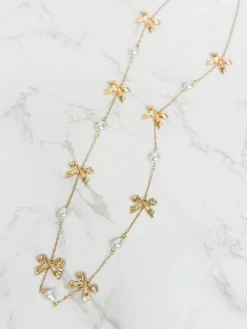 Vintage Gold Bow Long Necklace