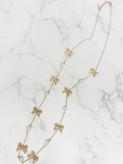 Vintage Gold Bow Long Necklace