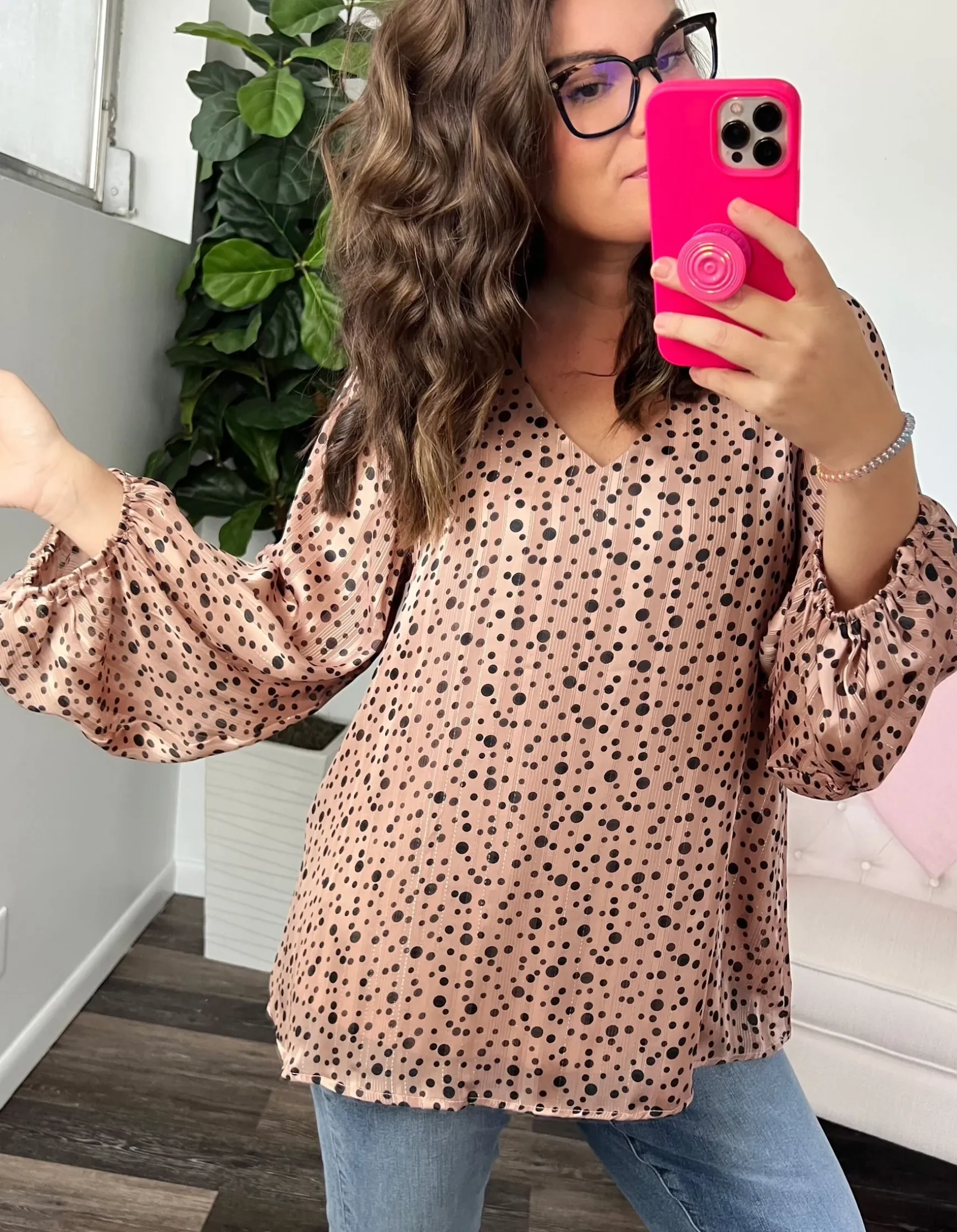 Vivian Satin Blouse in Rose Gold