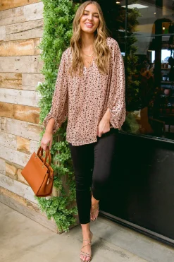 Vivian Satin Blouse in Rose Gold