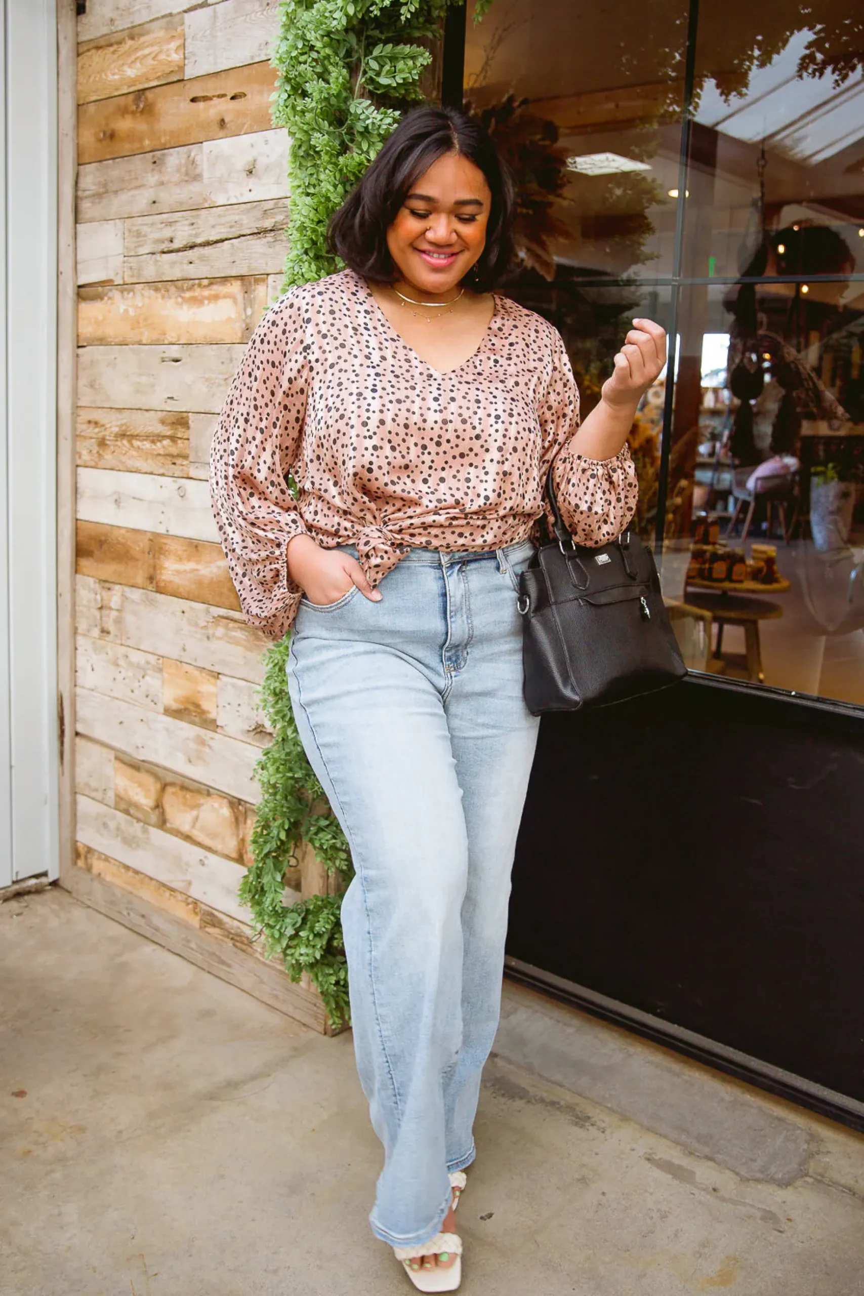 Vivian Satin Blouse in Rose Gold