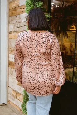 Vivian Satin Blouse in Rose Gold