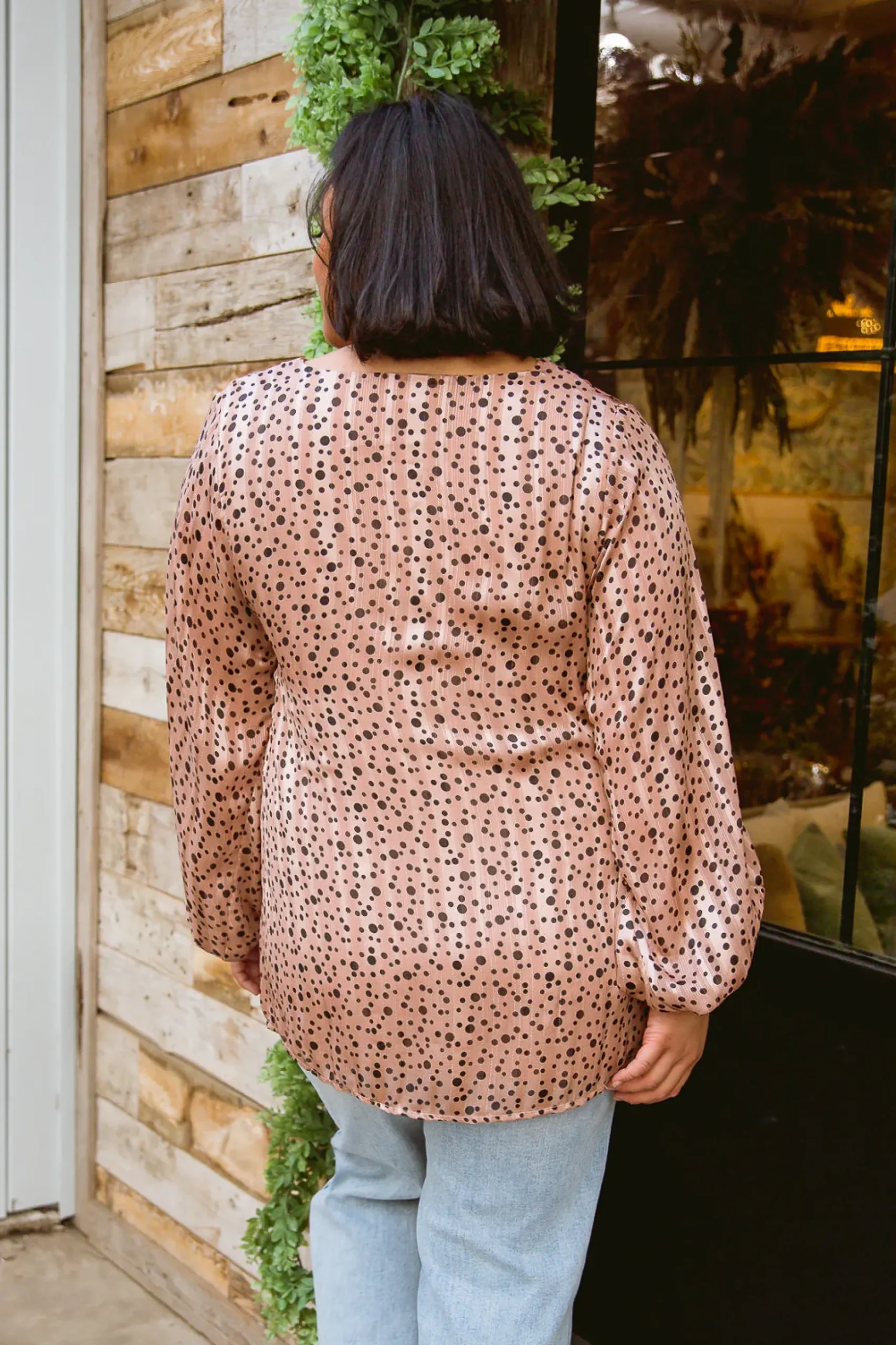 Vivian Satin Blouse in Rose Gold