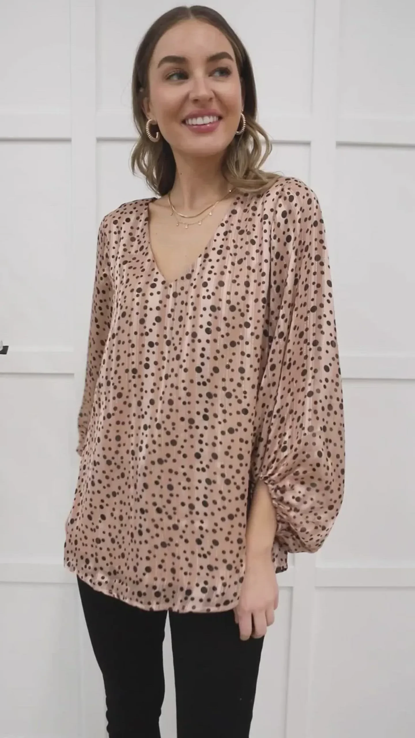 Vivian Satin Blouse in Rose Gold