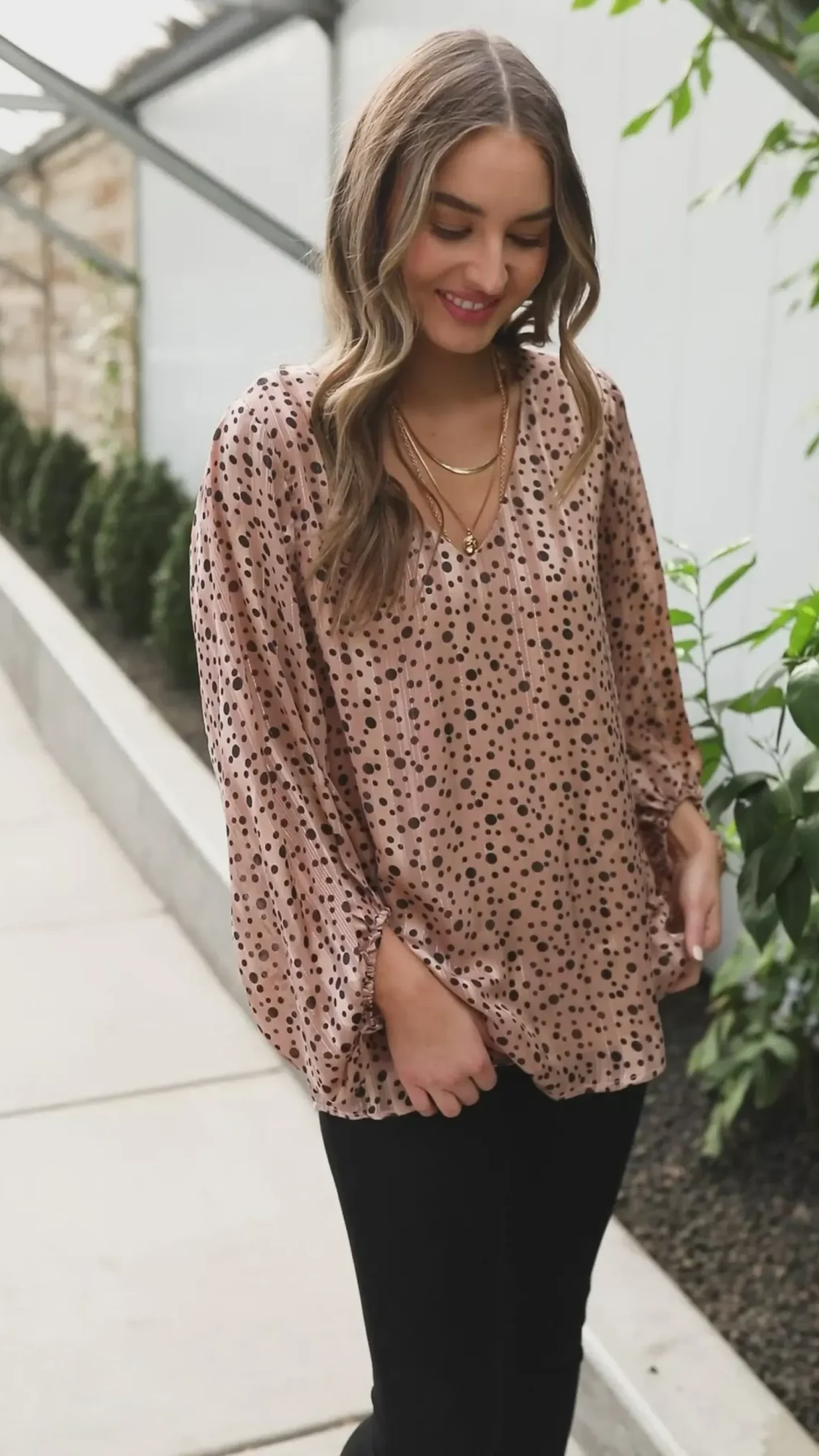 Vivian Satin Blouse in Rose Gold