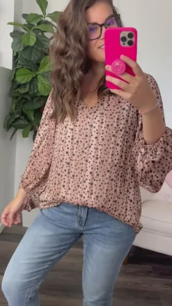 Vivian Satin Blouse in Rose Gold