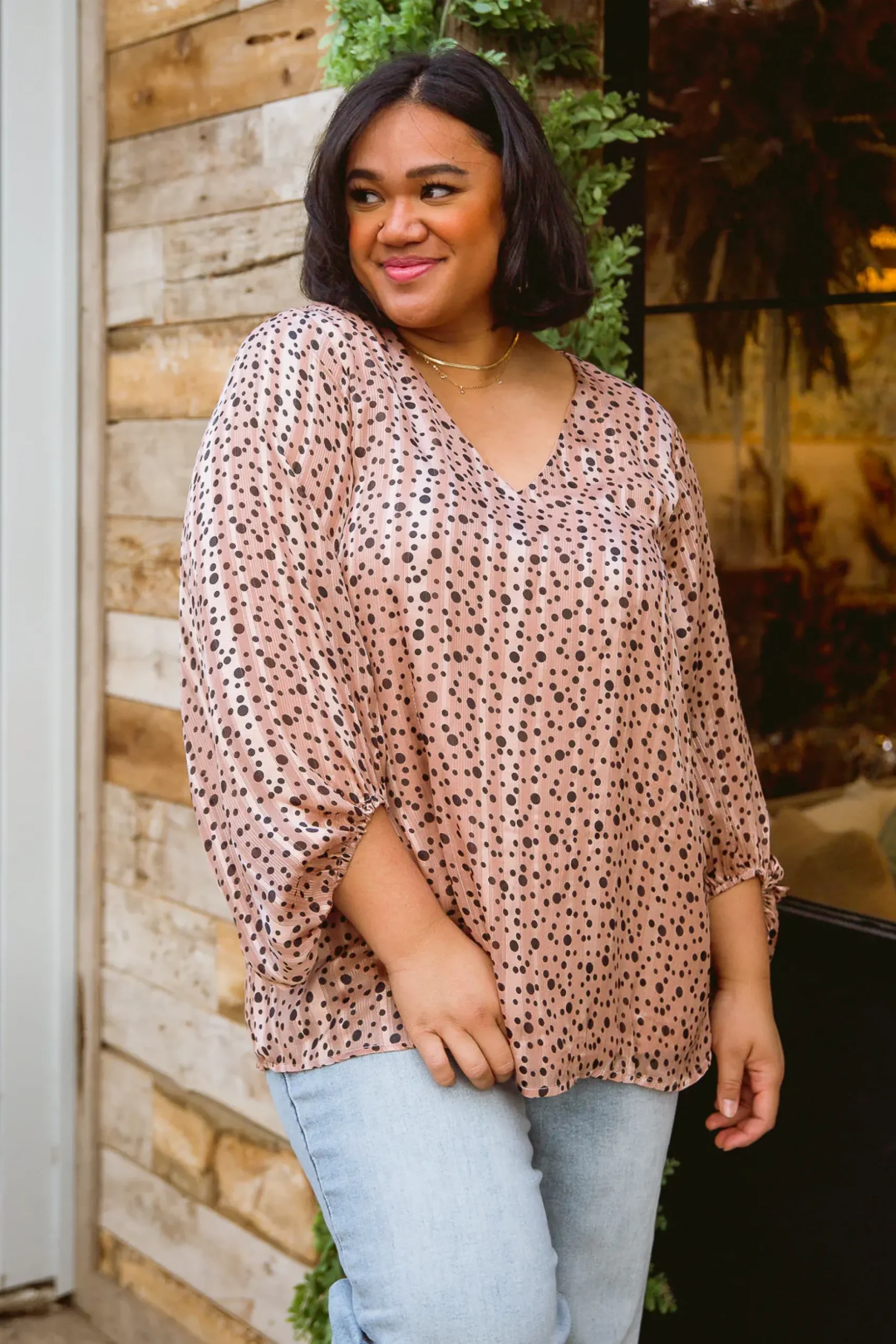 Vivian Satin Blouse in Rose Gold