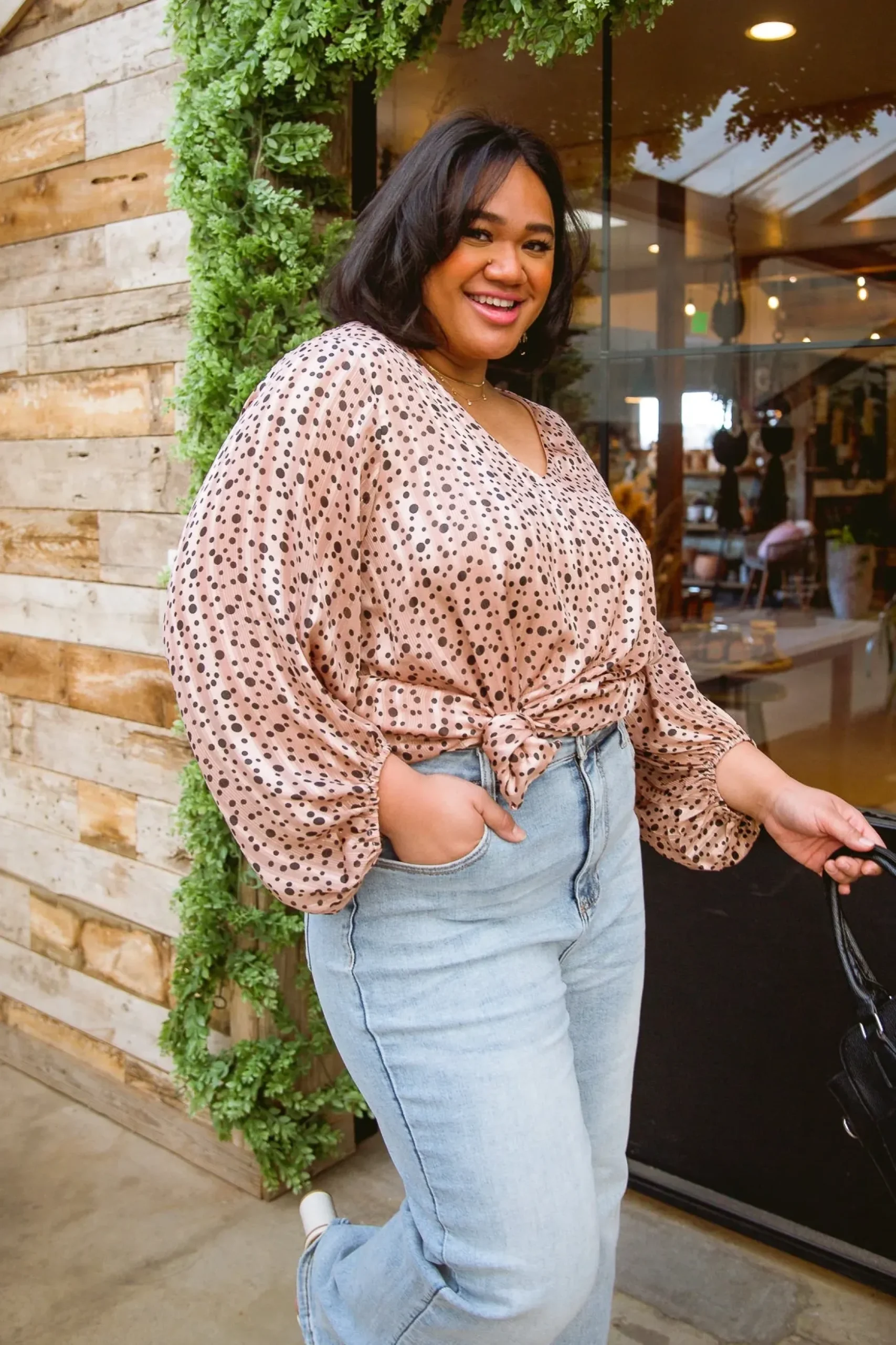 Vivian Satin Blouse in Rose Gold