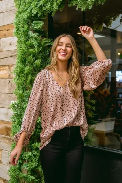 Vivian Satin Blouse in Rose Gold