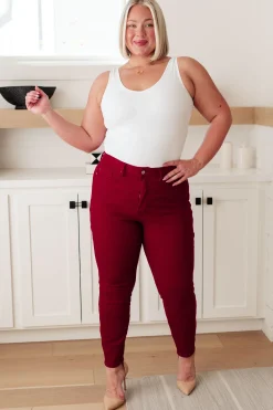 Wanda High Rise Control Top Skinny Jeans Scarlet by Judy Blue