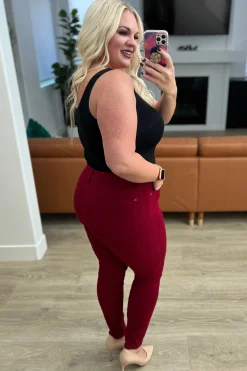 Wanda High Rise Control Top Skinny Jeans Scarlet by Judy Blue