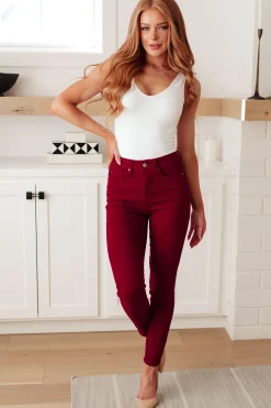 Wanda High Rise Control Top Skinny Jeans Scarlet by Judy Blue