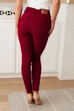 Wanda High Rise Control Top Skinny Jeans Scarlet by Judy Blue