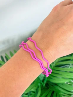 Wave Bangle Set of 3 - Pink