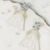 Wedding Dress Dangle Earrings - White