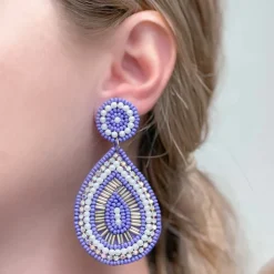 Western Bead & Pearl Teardrop Dangle Earrings