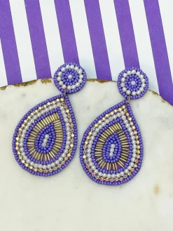 Western Bead & Pearl Teardrop Dangle Earrings