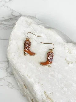Western Cowboy Boot Dangle Earrings