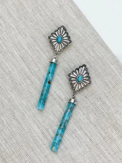 Western Drop Dangle Earrings - Turquoise
