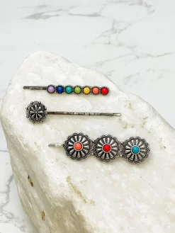 Western Rainbow Hair Pin Set of 3