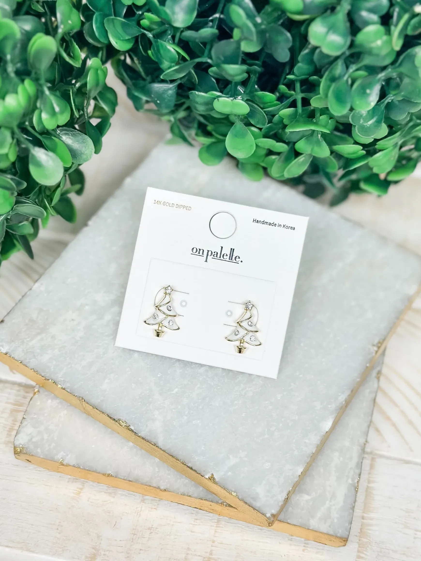 White Christmas Tree Stud Earrings