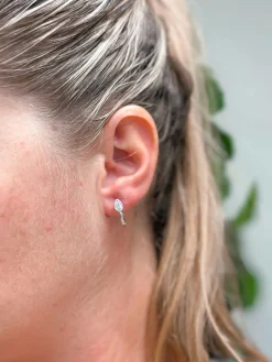 White Gold Dipped Teardrop Hoop