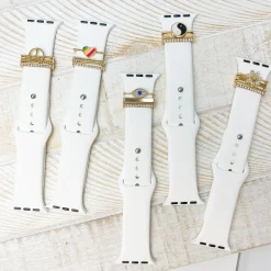White Silicone Watch Band with Charms - Love