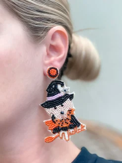 'Wicked' Puppy Halloween Beaded Dangle Earrings