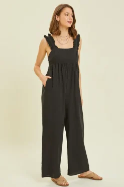 Wide Leg Jumpsuit Featured with Back Tie Detail