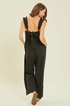 Wide Leg Jumpsuit Featured with Back Tie Detail