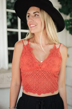 Wild And Free Crop Top in Rust