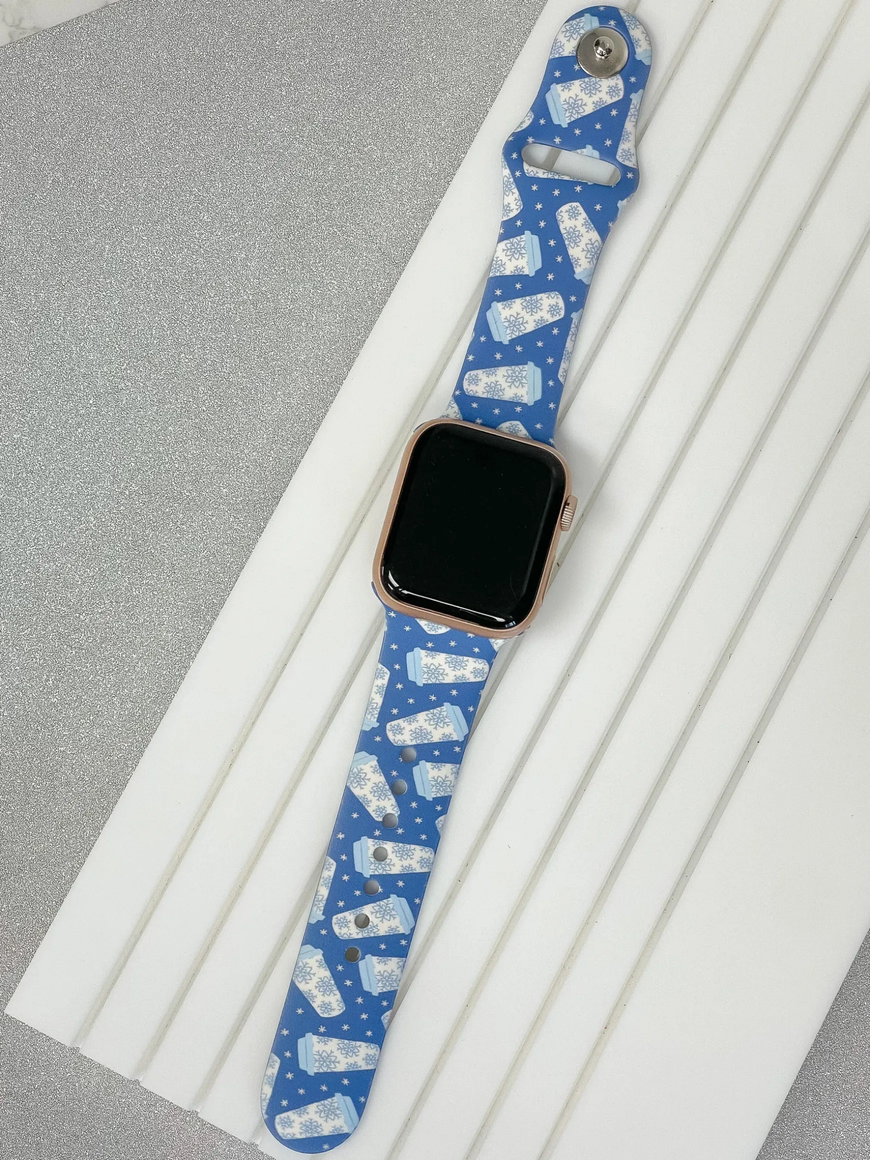 Winter Coffee Cup Printed Silicone Smart Watch Band