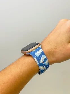 Winter Coffee Cup Printed Silicone Smart Watch Band