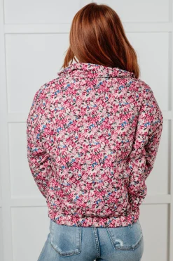 Wish Me Well Floral Printed Puffer Jacket in Cream Multi