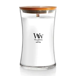 WoodWick Large Hourglass Candle - White Teak