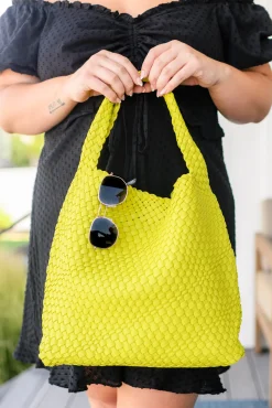 Woven and Worn Tote and Clutch in Citron