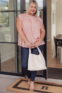 Woven and Worn Tote in Ivory