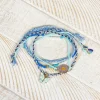 Woven Friendship Bracelet Stack - Blue