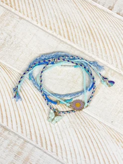 Woven Friendship Bracelet Stack - Blue
