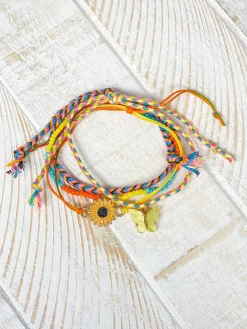 Woven Friendship Bracelet Stack - Yellow
